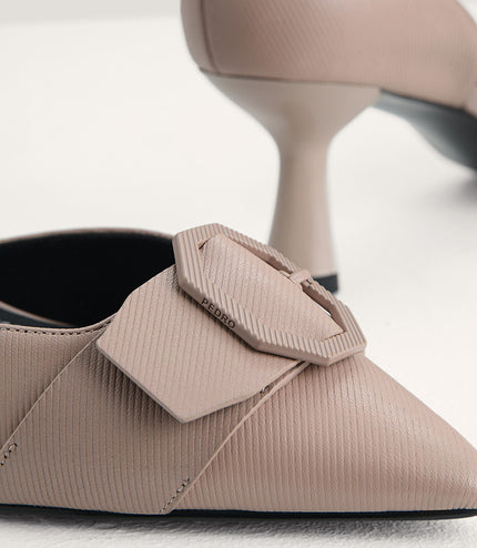 Textured Leather Slingback Pumps
