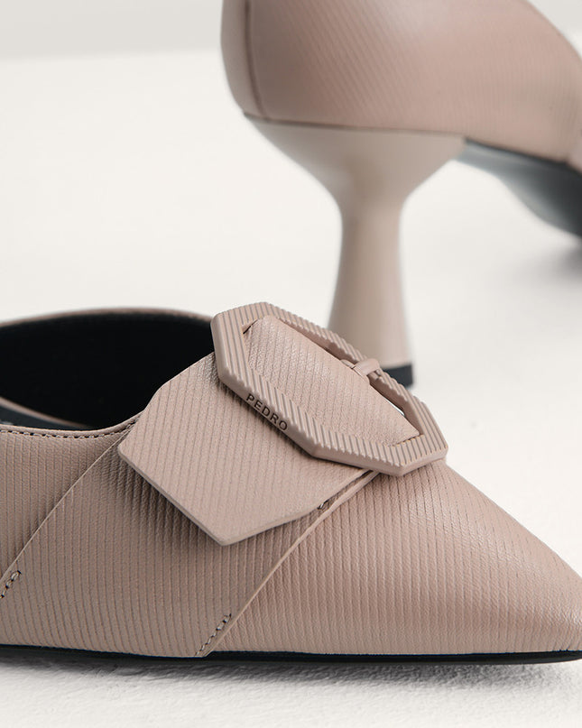 Textured Leather Slingback Pumps