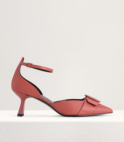 Textured Leather Slingback Pumps