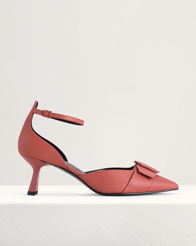 Textured Leather Slingback Pumps