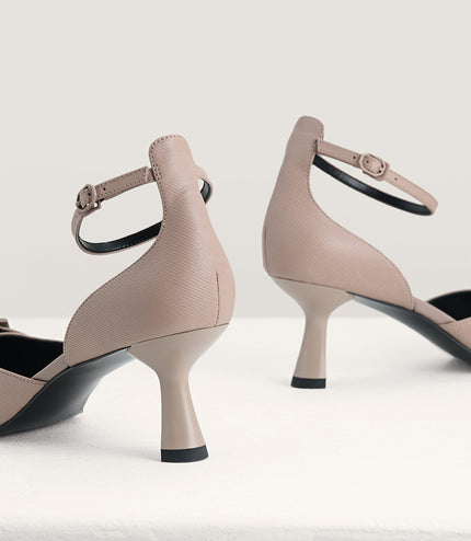 Textured Leather Slingback Pumps