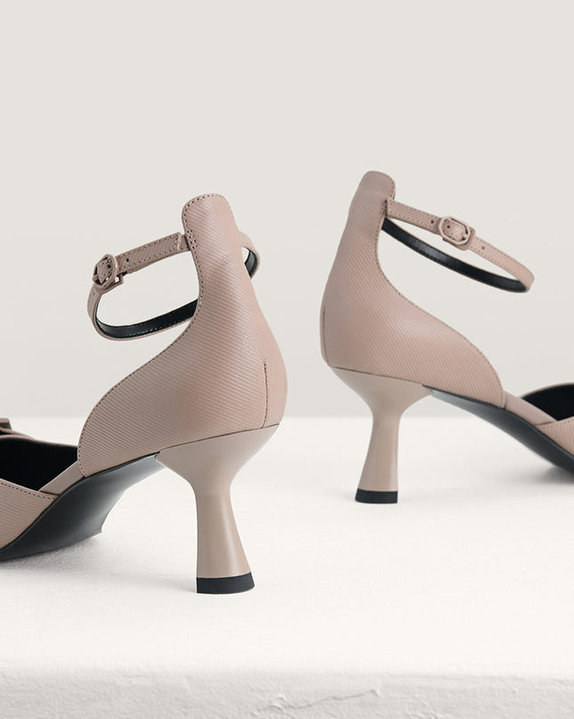 Textured Leather Slingback Pumps