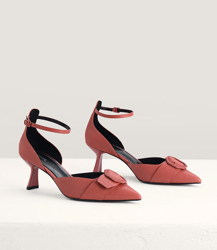 Textured Leather Slingback Pumps