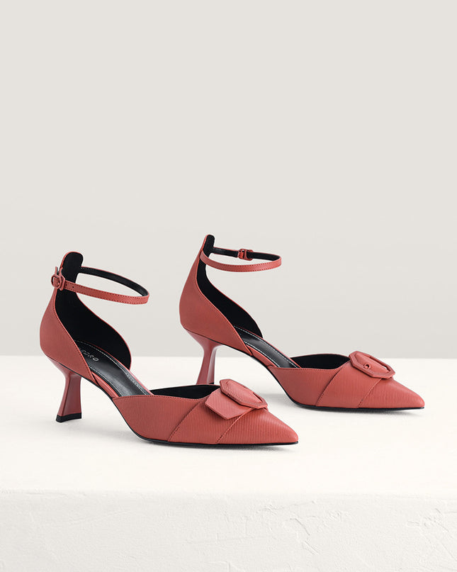 Textured Leather Slingback Pumps