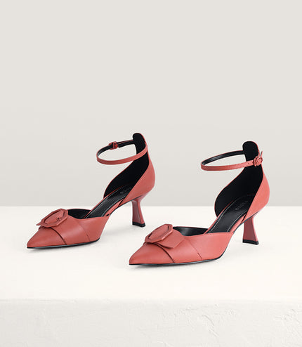 Textured Leather Slingback Pumps