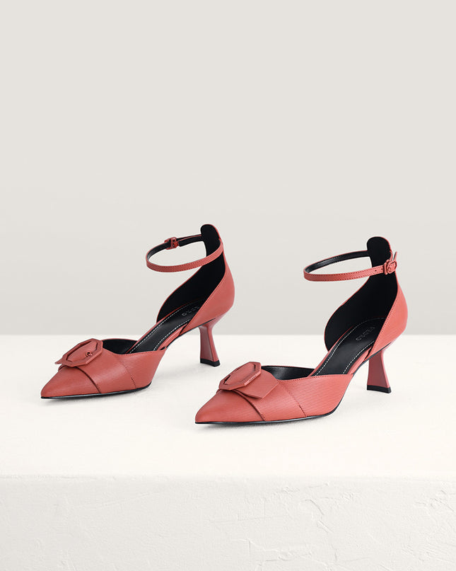 Textured Leather Slingback Pumps