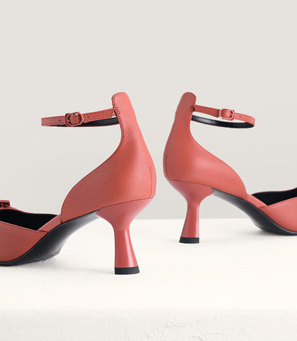 Textured Leather Slingback Pumps