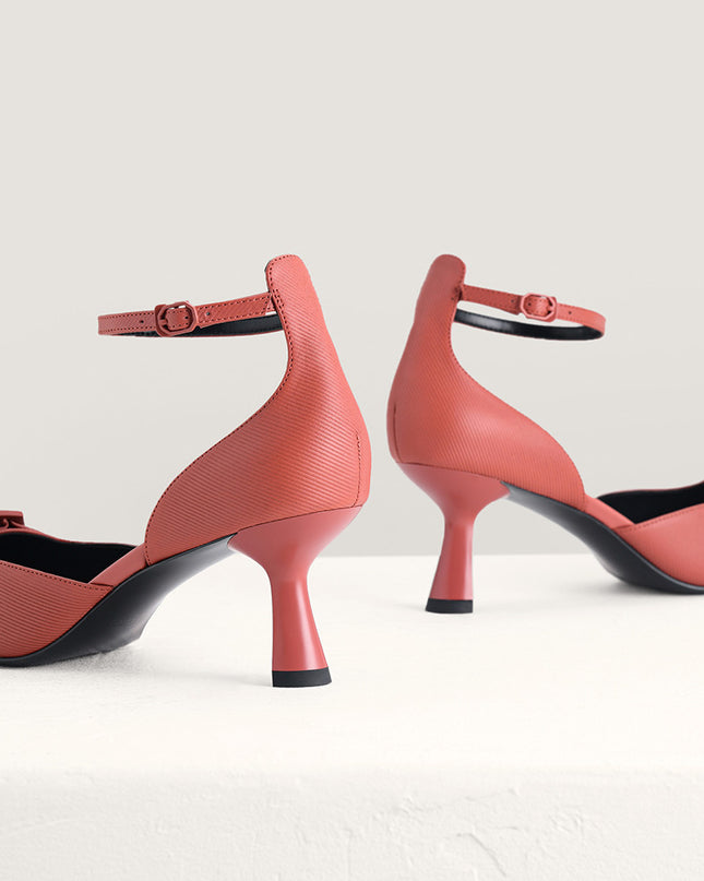 Textured Leather Slingback Pumps