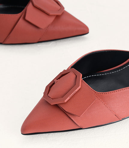 Textured Leather Slingback Pumps
