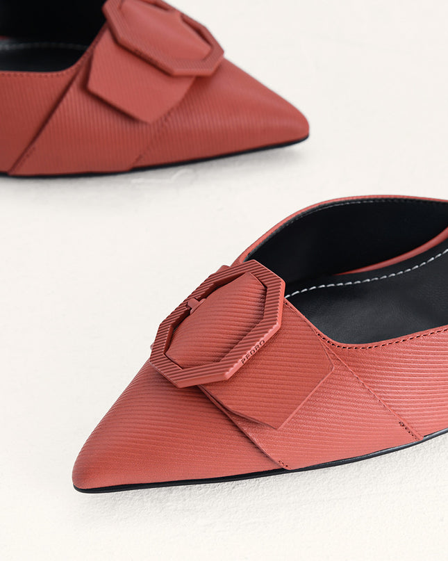 Textured Leather Slingback Pumps