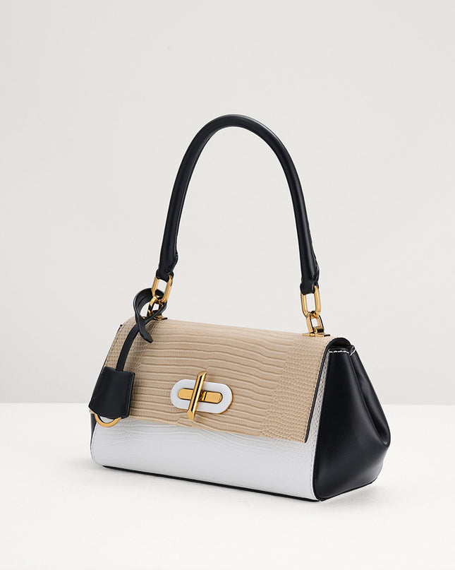 Lizard-Effect Top Handle Bag