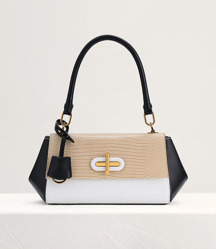 Lizard-Effect Top Handle Bag