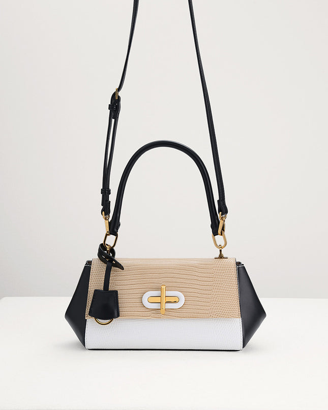 Lizard-Effect Top Handle Bag