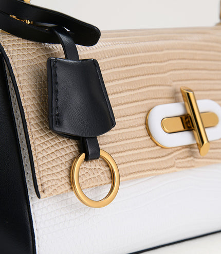 Lizard-Effect Top Handle Bag