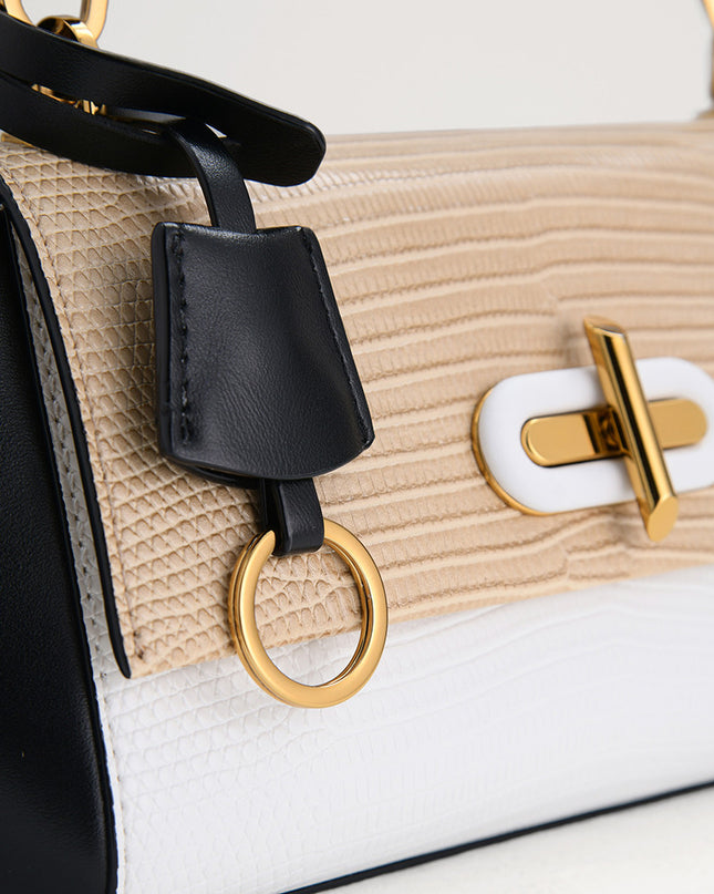 Lizard-Effect Top Handle Bag