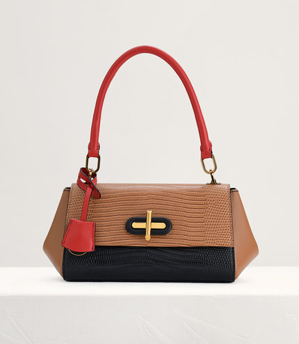 Lizard-Effect Top Handle Bag