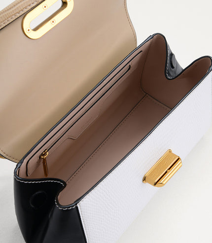 Lizard-Effect Top Handle Bag