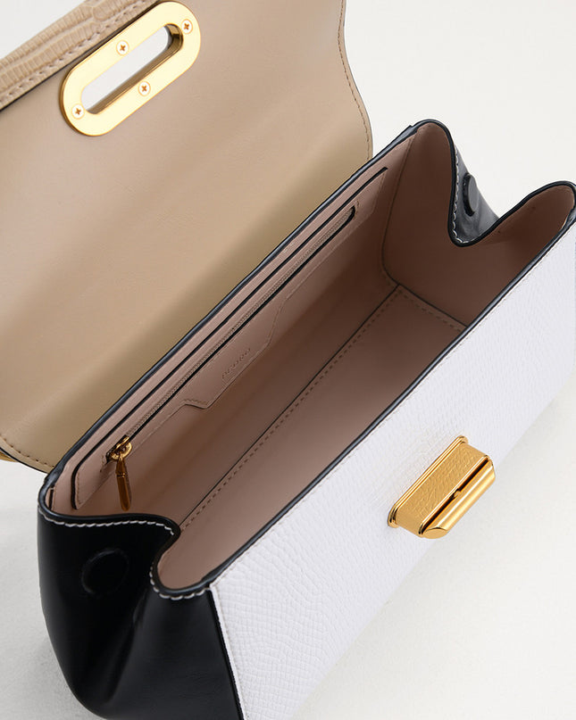 Lizard-Effect Top Handle Bag