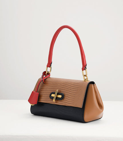 Lizard-Effect Top Handle Bag