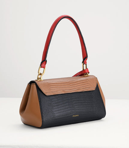 Lizard-Effect Top Handle Bag