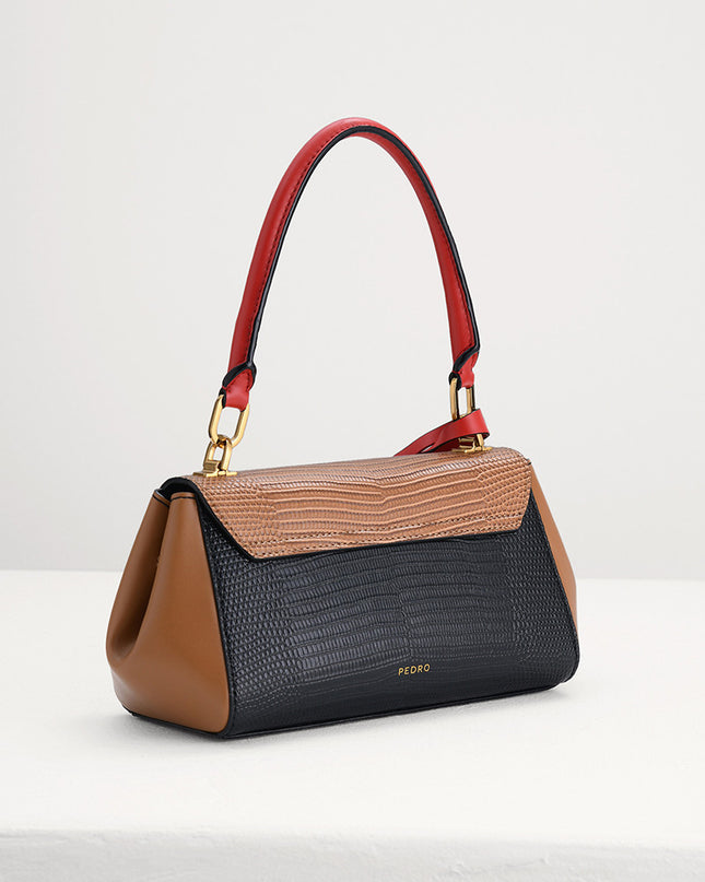 Lizard-Effect Top Handle Bag