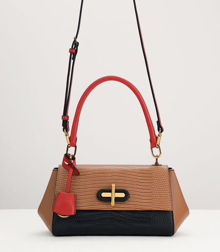 Lizard-Effect Top Handle Bag
