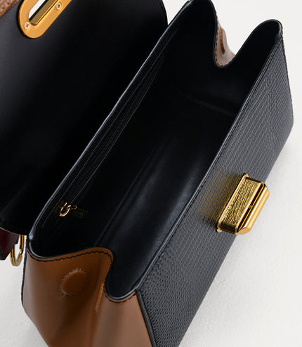 Lizard-Effect Top Handle Bag