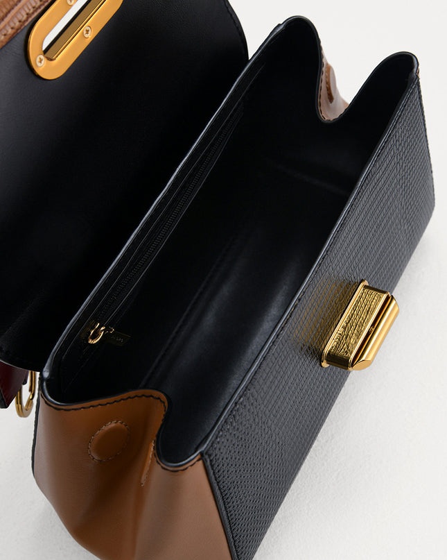 Lizard-Effect Top Handle Bag