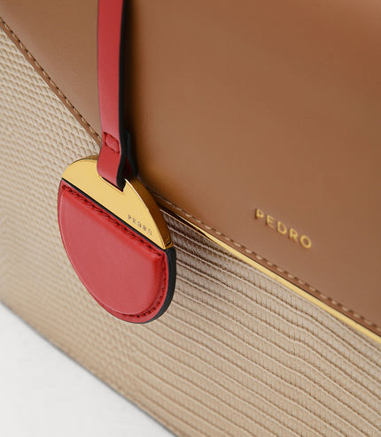 Lizard-Effect Structured Top Handle Bag