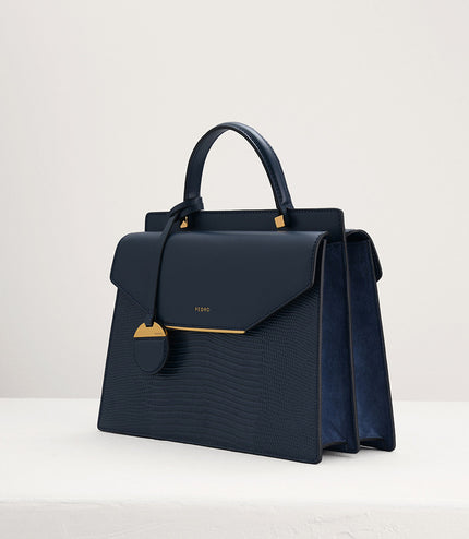 Lizard-Effect Structured Top Handle Bag