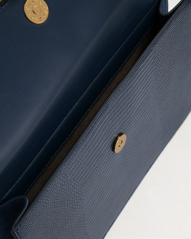Lizard-Effect Structured Top Handle Bag
