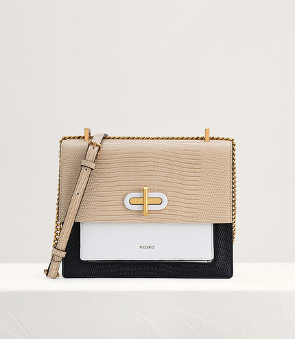 Lizard-Effect Shoulder Bag