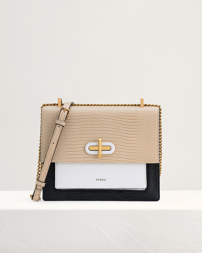 Lizard-Effect Shoulder Bag