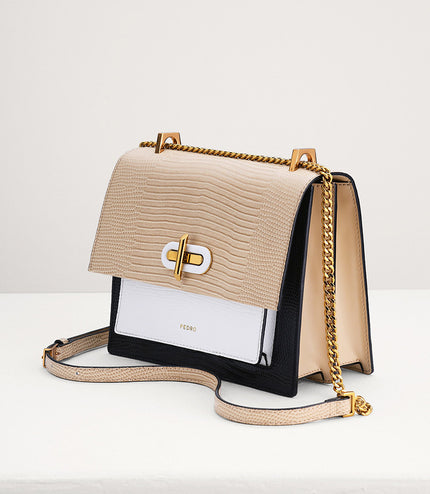 Lizard-Effect Shoulder Bag