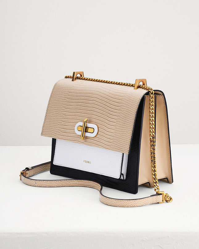 Lizard-Effect Shoulder Bag