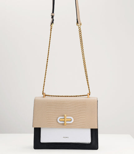 Lizard-Effect Shoulder Bag