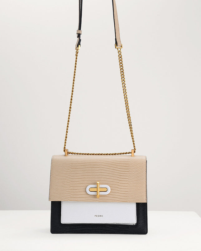 Lizard-Effect Shoulder Bag