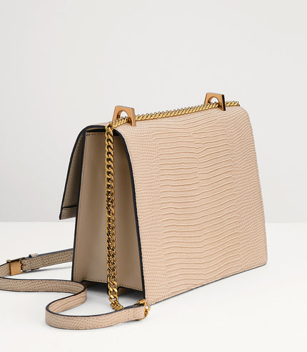 Lizard-Effect Shoulder Bag