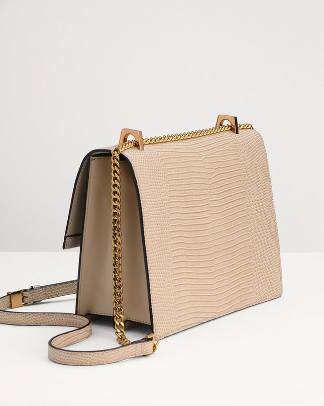 Lizard-Effect Shoulder Bag