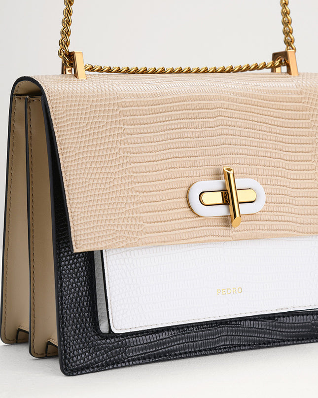 Lizard-Effect Shoulder Bag