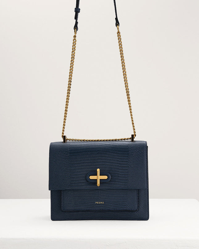 Lizard-Effect Shoulder Bag