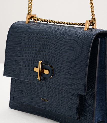 Lizard-Effect Shoulder Bag