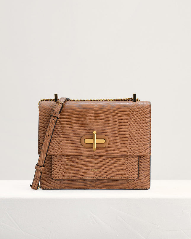 Lizard-Effect Shoulder Bag