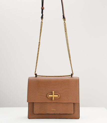 Lizard-Effect Shoulder Bag