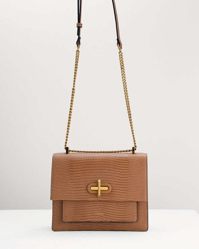 Lizard-Effect Shoulder Bag