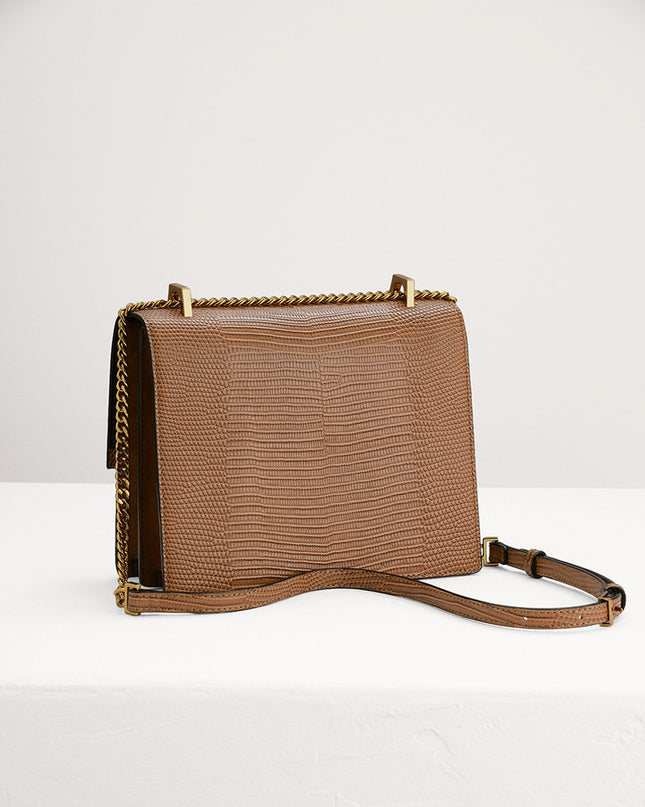 Lizard-Effect Shoulder Bag