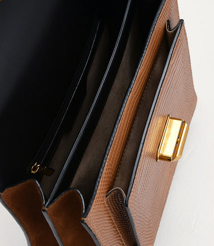 Lizard-Effect Shoulder Bag