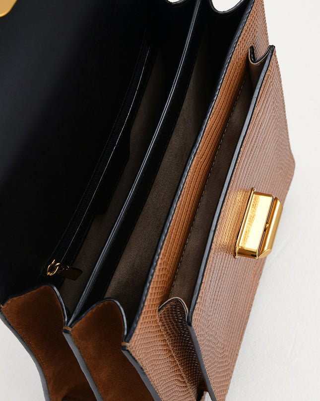 Lizard-Effect Shoulder Bag