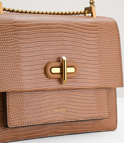 Lizard-Effect Shoulder Bag