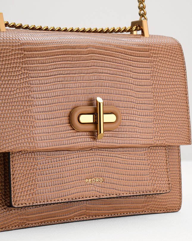 Lizard-Effect Shoulder Bag